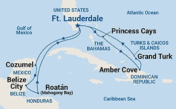 14-Day Caribbean East/West Adventurer Holiday Itinerary Map